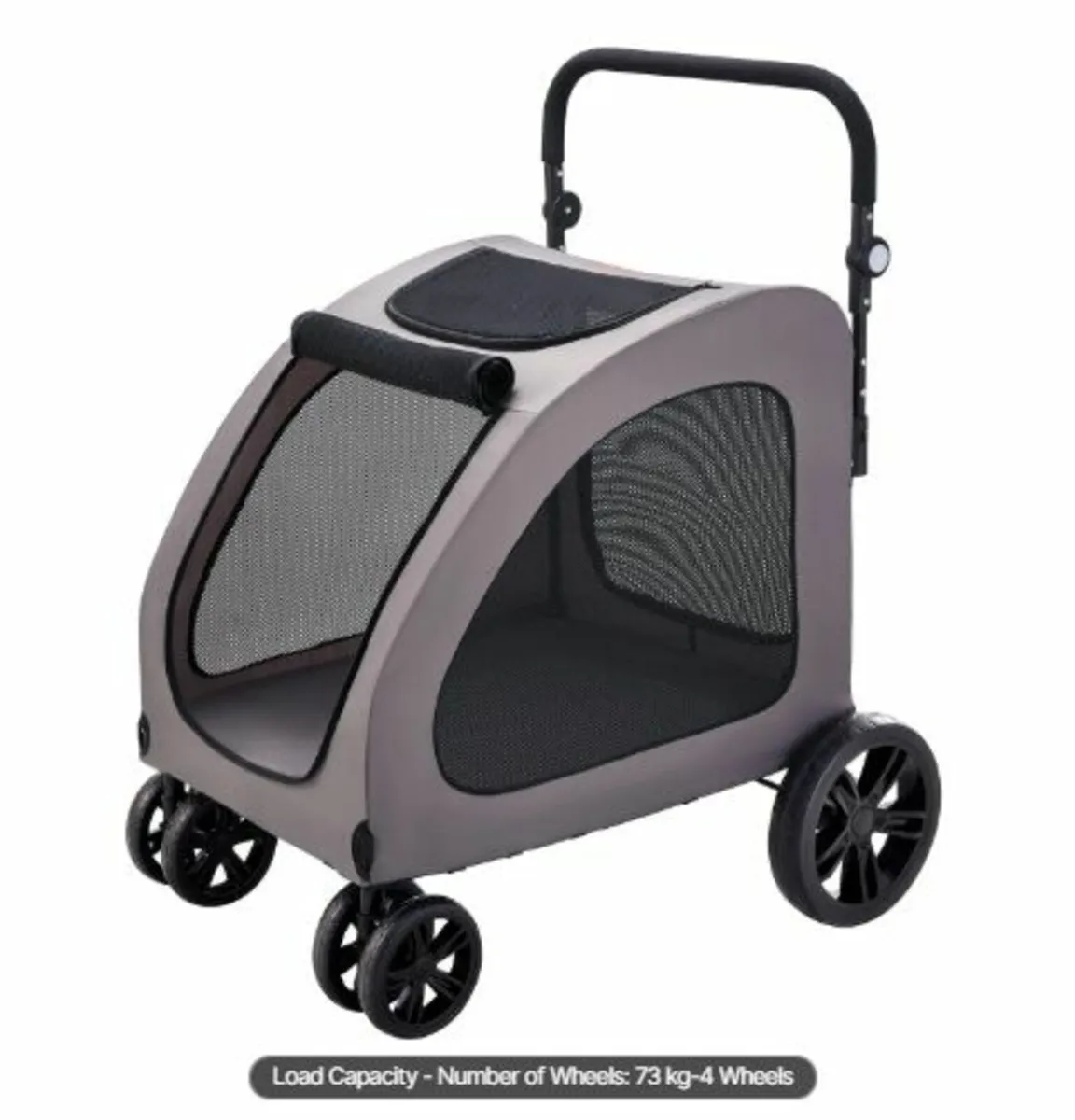 Pet Stroller, 4 Wheels Dog Stroller with Brakes, - Image 3