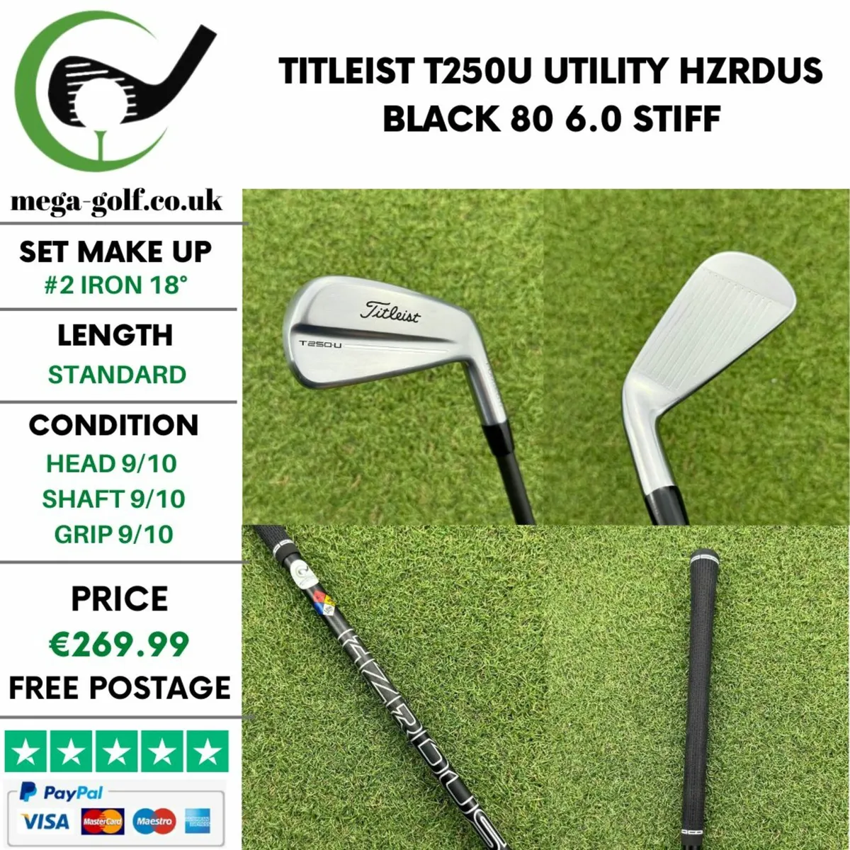 Titleist T250U Utility #2 Iron 18° / Stiff - Image 1