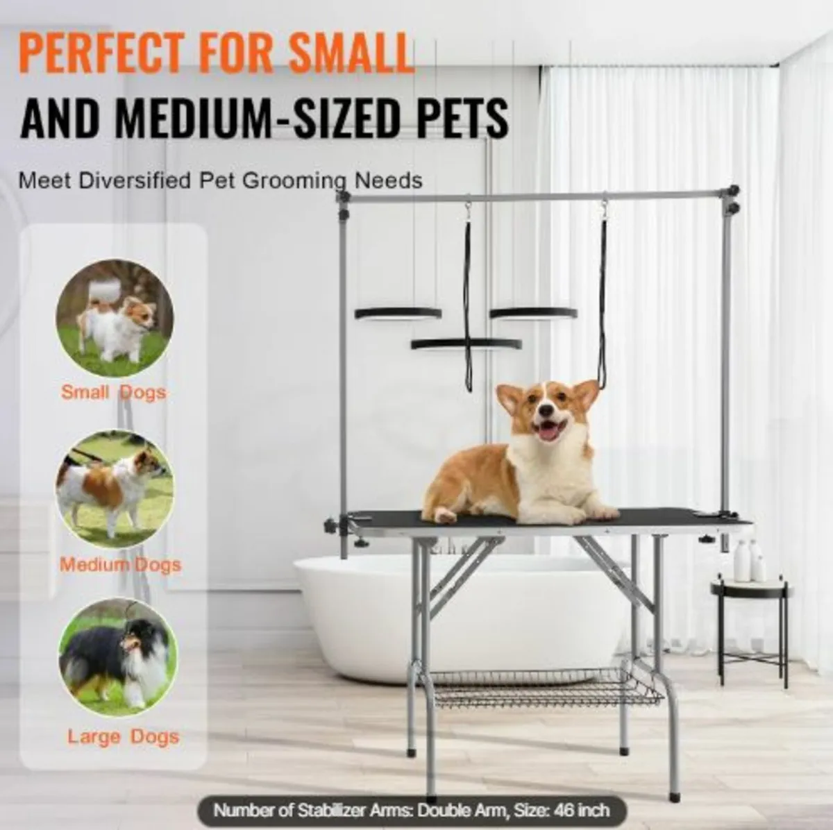 Pet Grooming Table Two Arms with Clamp, 117cm Dog - Image 4
