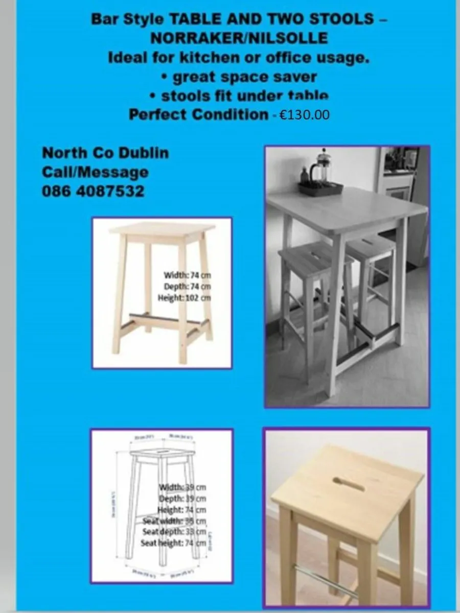 Kitchen High Table and Chairs - Image 1