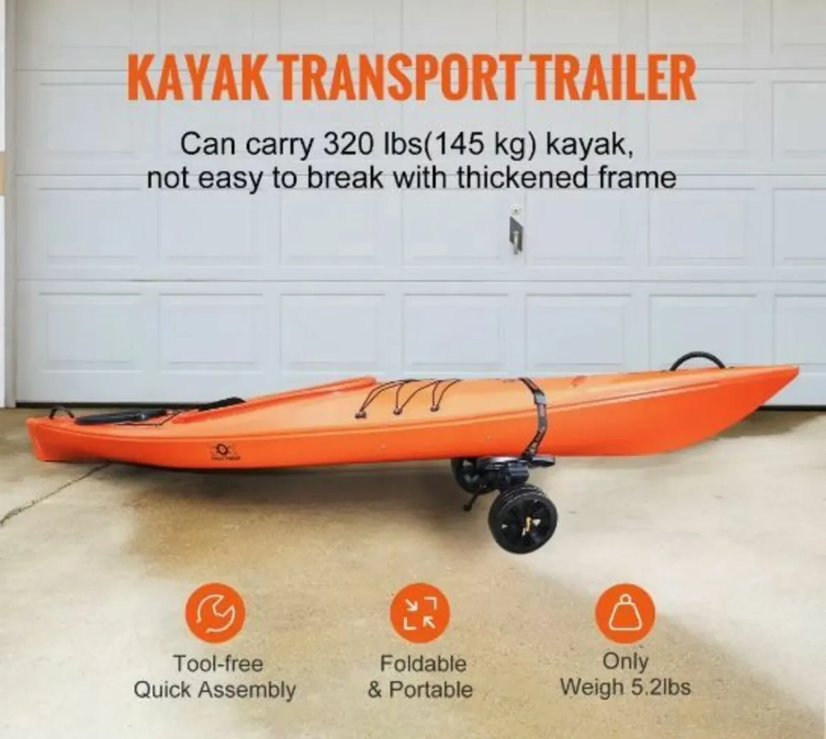 Heavy Duty Kayak Cart, 320lbs Load Capacity - Image 3