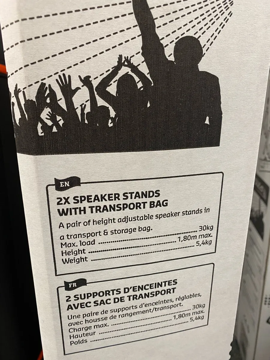 Ibiza Speaker Stands SS01B 1.8M NEW - Image 2