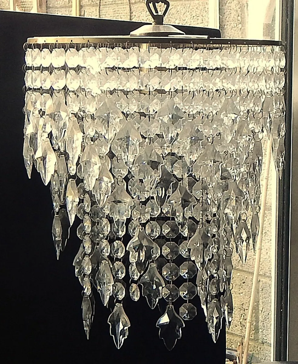 3-Tiered Acrylic Bead Chandelier, Metal Chain - Image 2