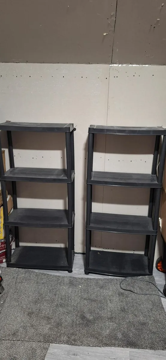 Two 4-Tier Plastic Garage Shelving 600mm x 300mm - Image 1