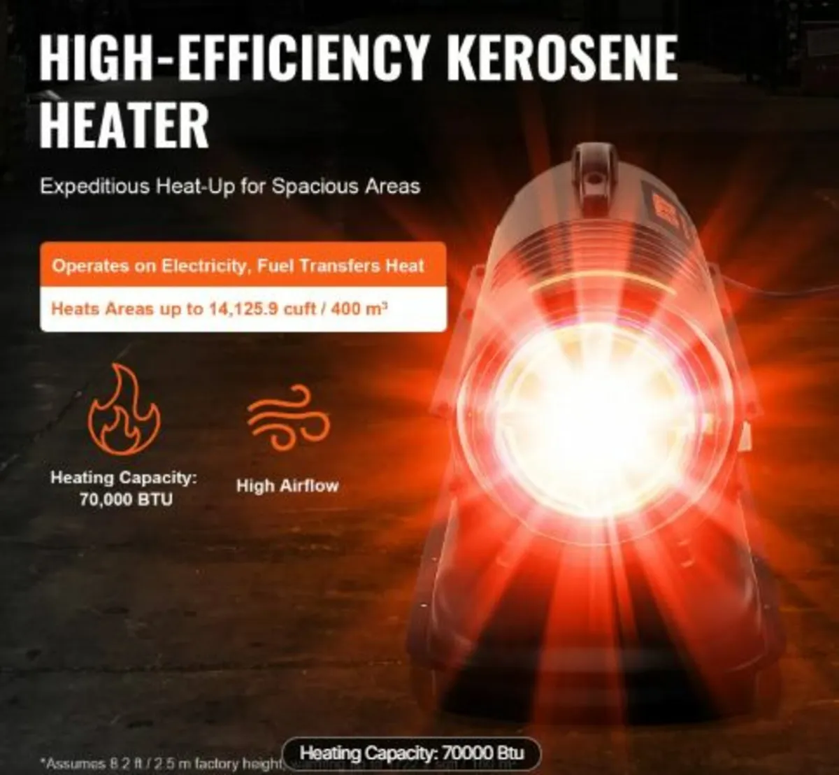 Kerosene/Diesel Forced Air Heater,70000Btu Torpedo - Image 3