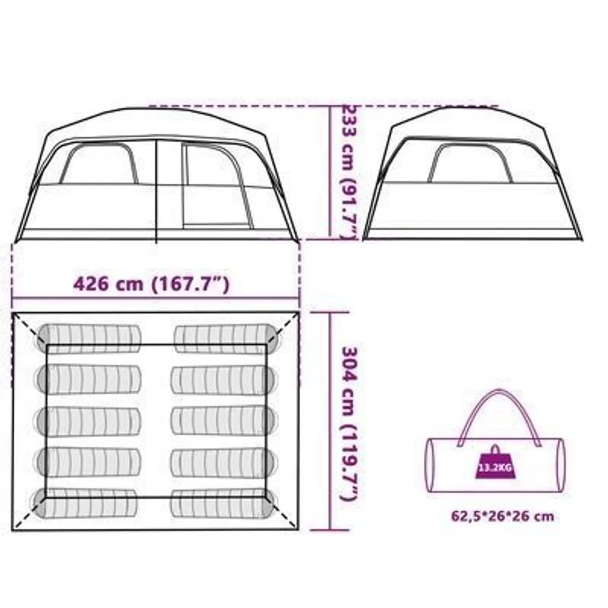 Family Tent Cabin 10-Person Green Waterproof - Image 1