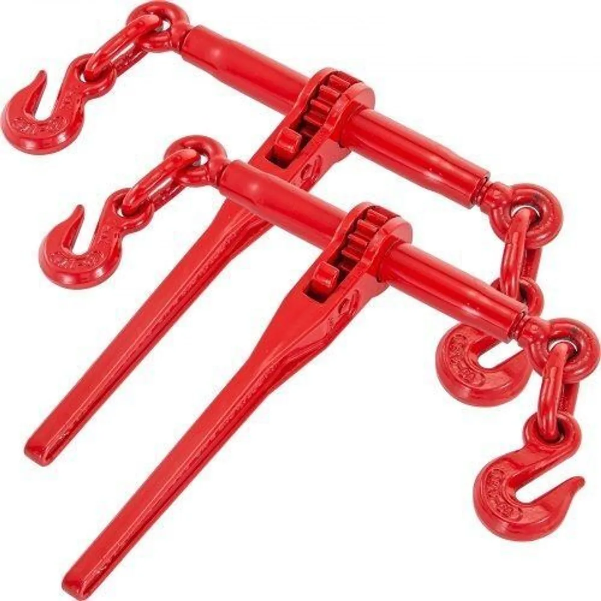 Chain Binder 5/16-3/8, Ratchet Load Binder 6600lbs Capacity, Ratchet Lever Binder with G70 Hooks, Adjustable Length, Ratchet Chain Binder for Tie Down, Hauling, Towing, Red - Image 2