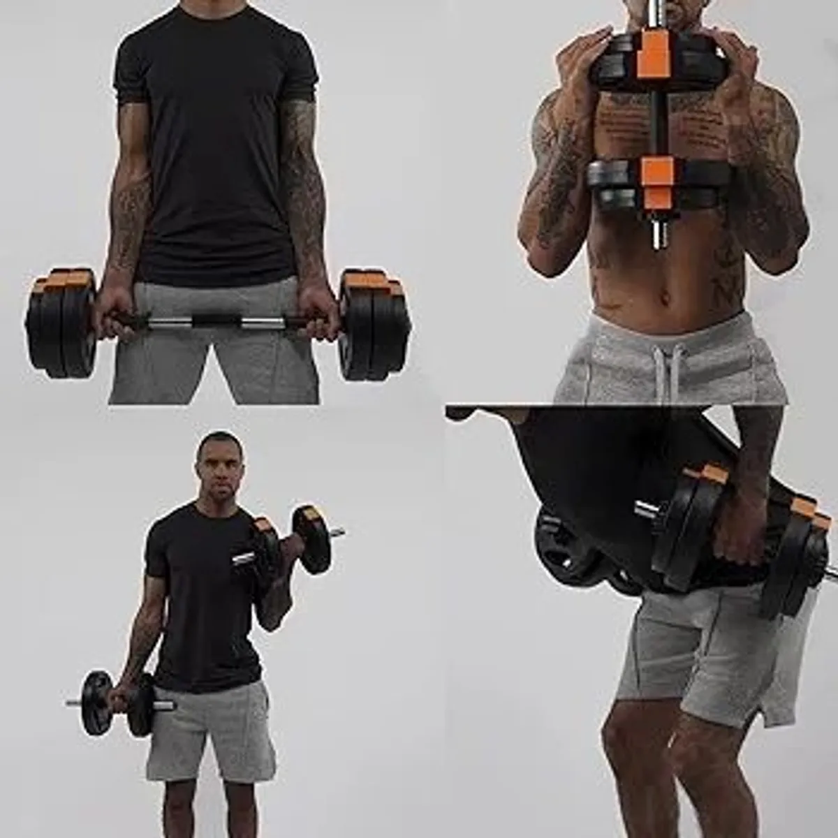 Fitness Dumbbells Weight Set - Adjustable 2-in-1 Barbell Set for Exercise, Muscle and Strength Training - Weight: up to 15kg - Image 1