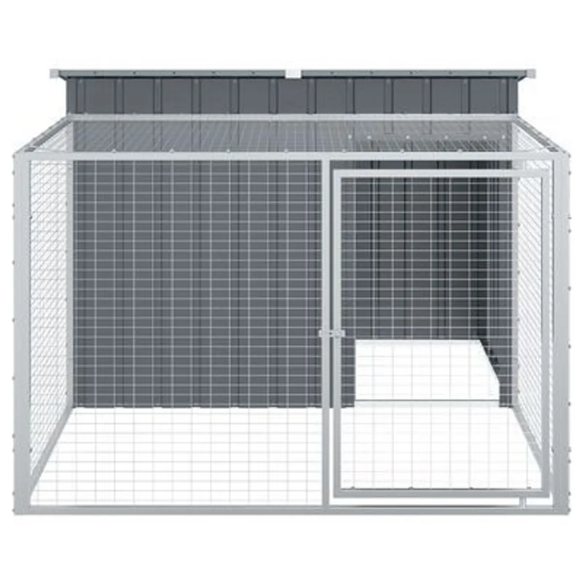 Dog House with Run Anthracite 153x194x110 cm Galvanised Steel - Image 1