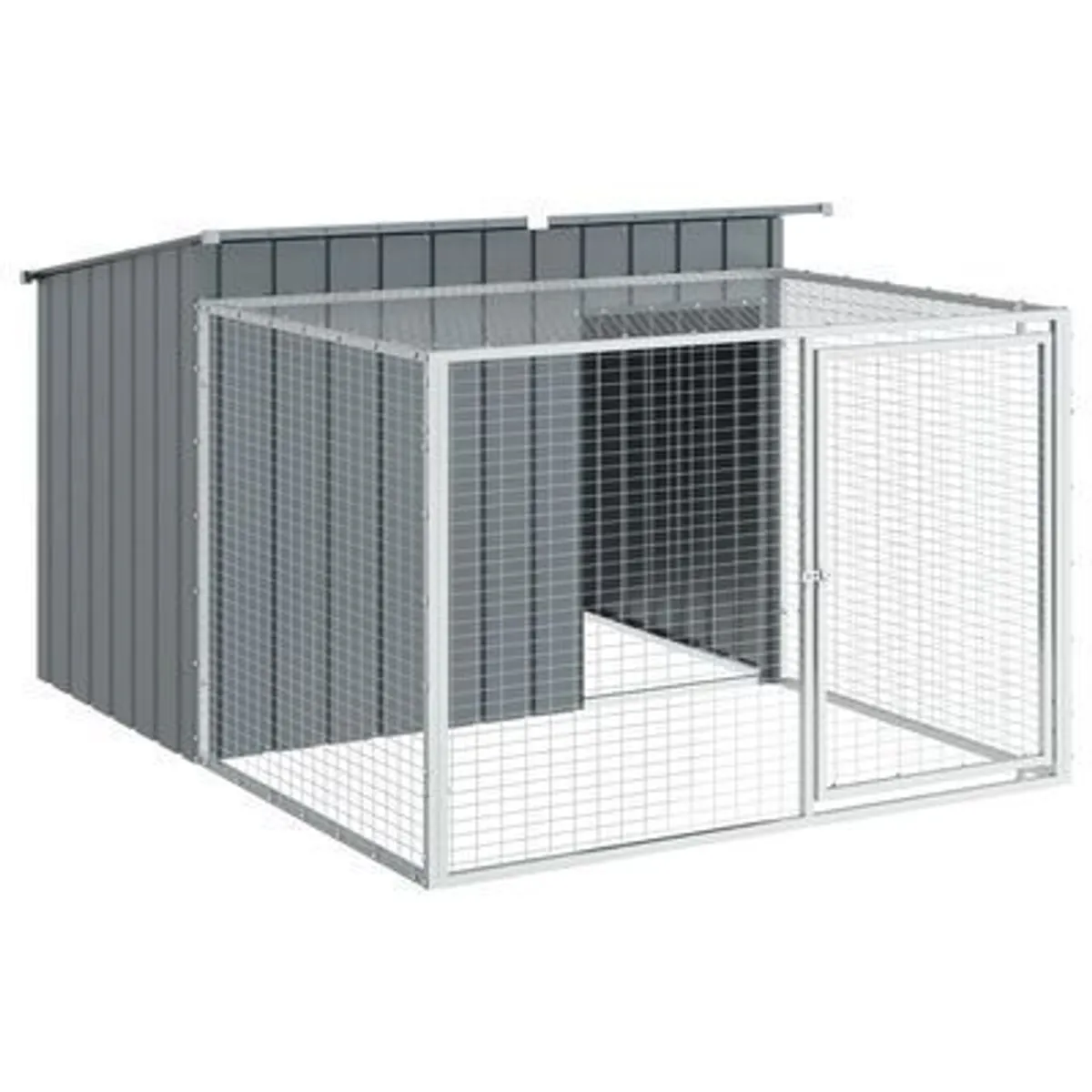 Dog House with Run Anthracite 153x194x110 cm Galvanised Steel - Image 2