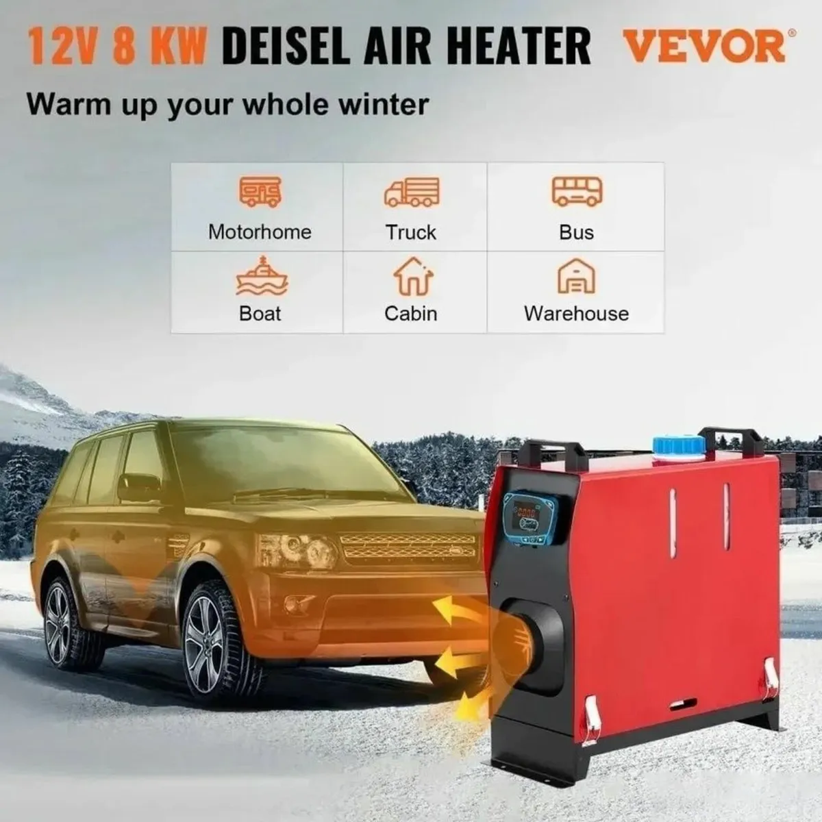 3/8kW Diesel Air Heater 12V LCD Remote + Adapter - Image 2