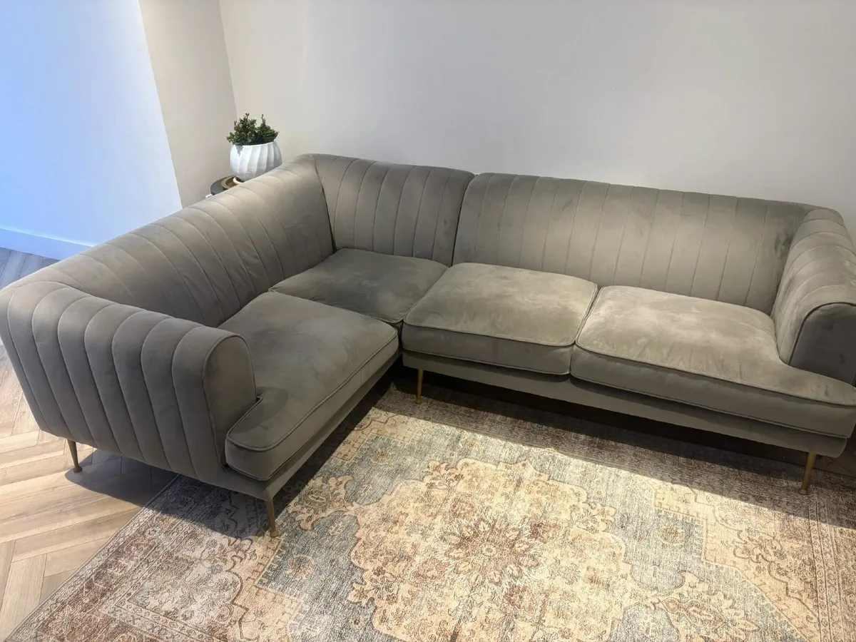 Nearly New Velvet Sofa with 12yr warranty - Image 1