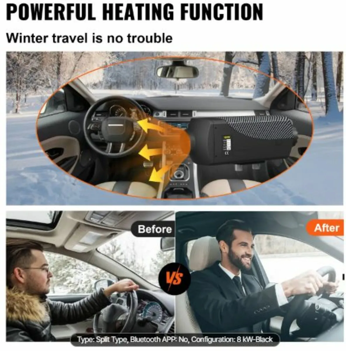 12V 8KW Diesel Air Heater with LCD Switch, Diesel - Image 2