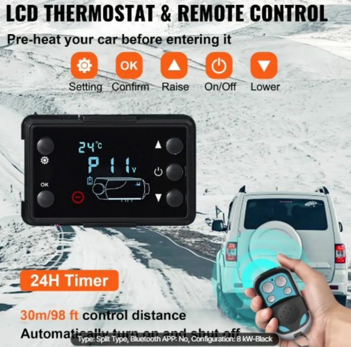 12V 8KW Diesel Air Heater with LCD Switch, Diesel - Image 4