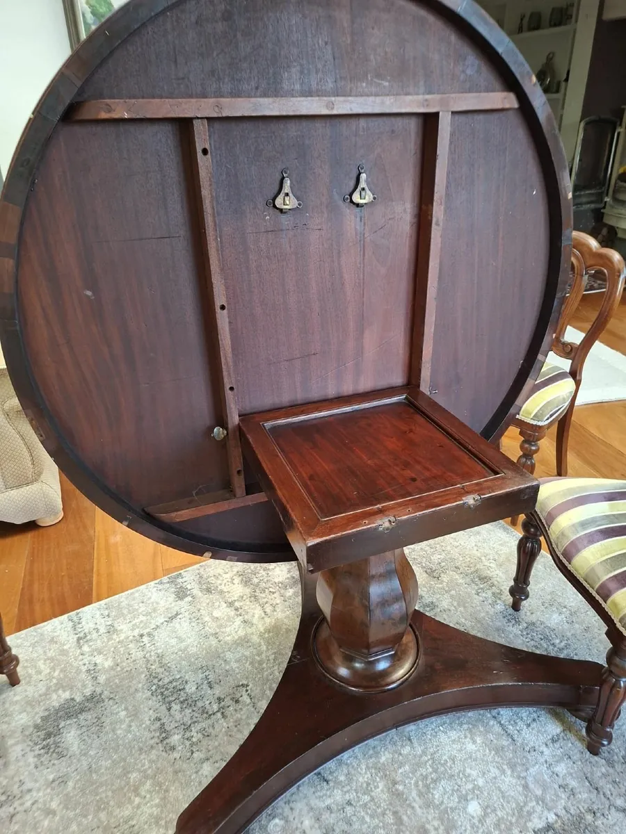 Mahogany Antique Tilt-Top Dining Table + Chairs - Image 2