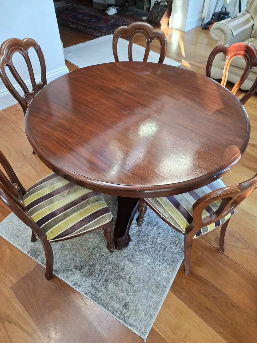 Mahogany Antique Tilt-Top Dining Table + Chairs - Image 1