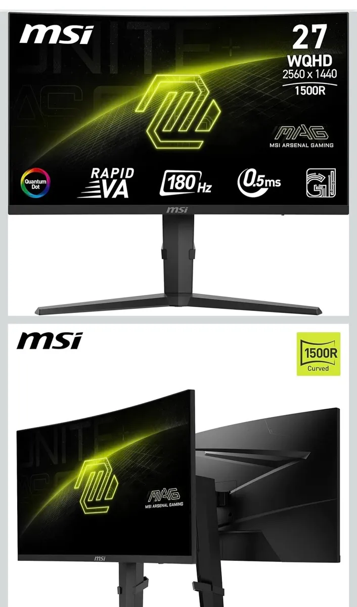 X2 MSI 27" 1440P 180HZ Curved Monitor *SEALED* - Image 1