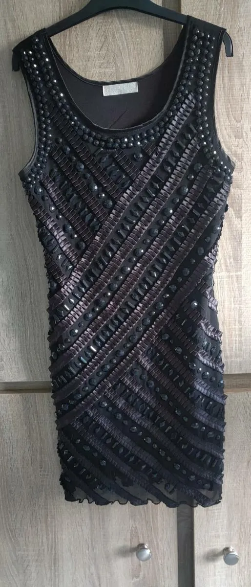 Black dress with beads size fits Xs s s sm never w - Image 1