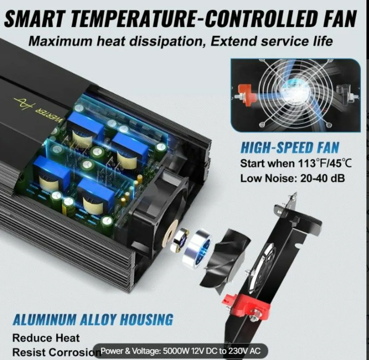 5000W Pure Sine Wave Power Inverter 12V - Image 3