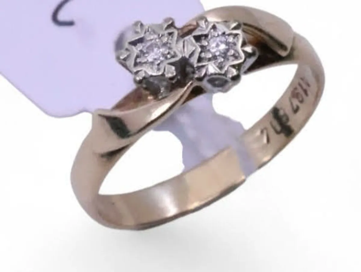 9k gold double diamond ring - Image 1
