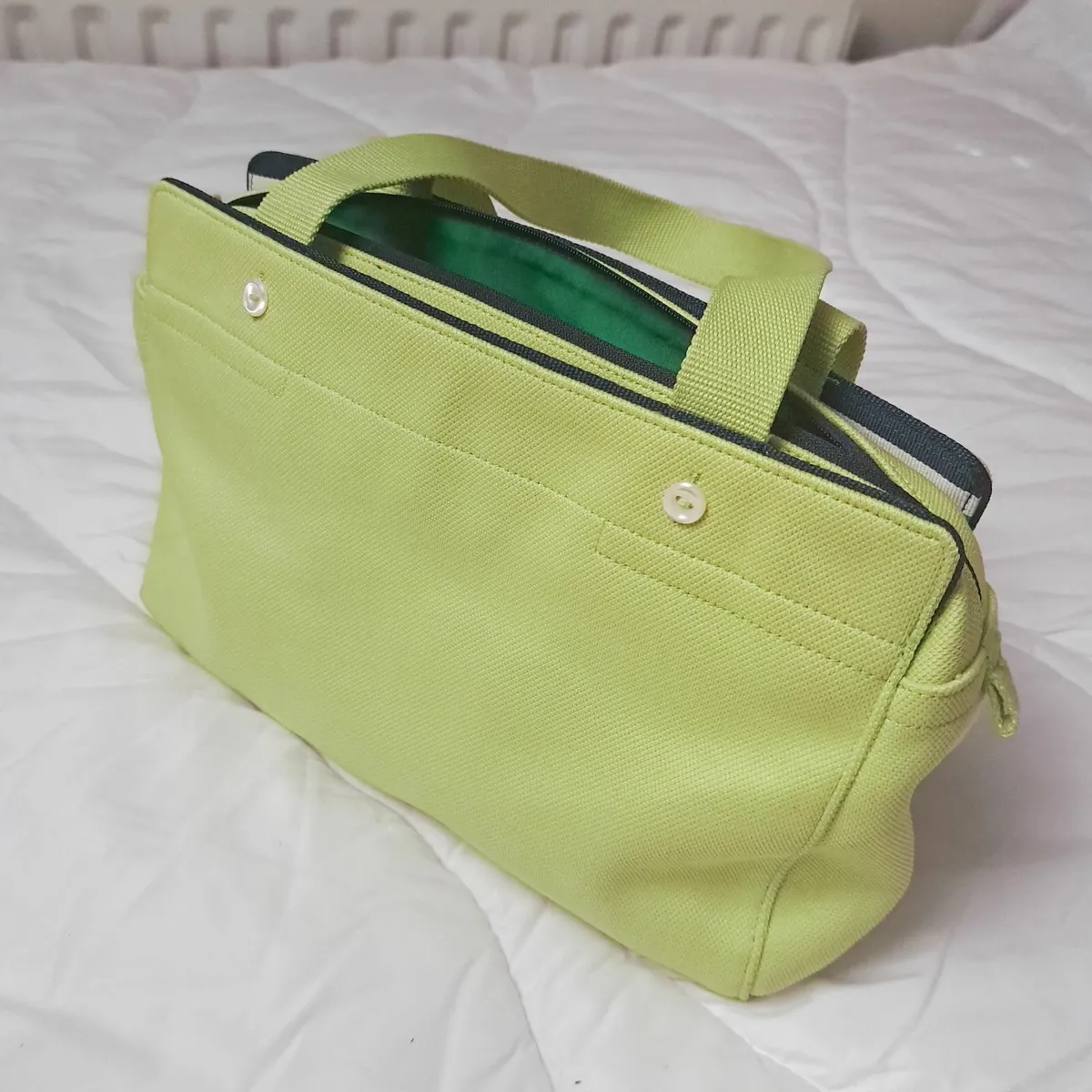 Lacoste Authentic Light Green Mini Fabric Handbag - Image 4