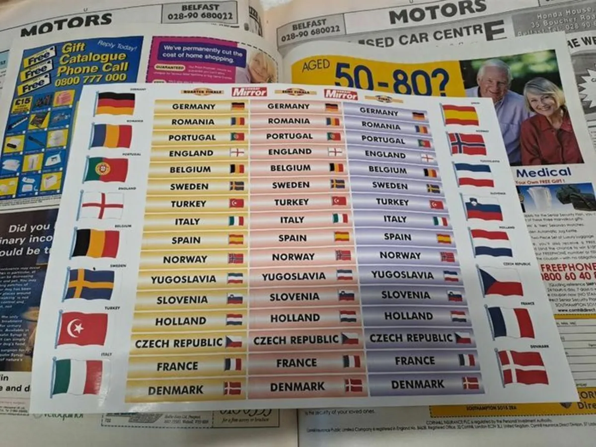 Sunday Mirror 21 May 2000 EURO 2000 team stickers - Image 1