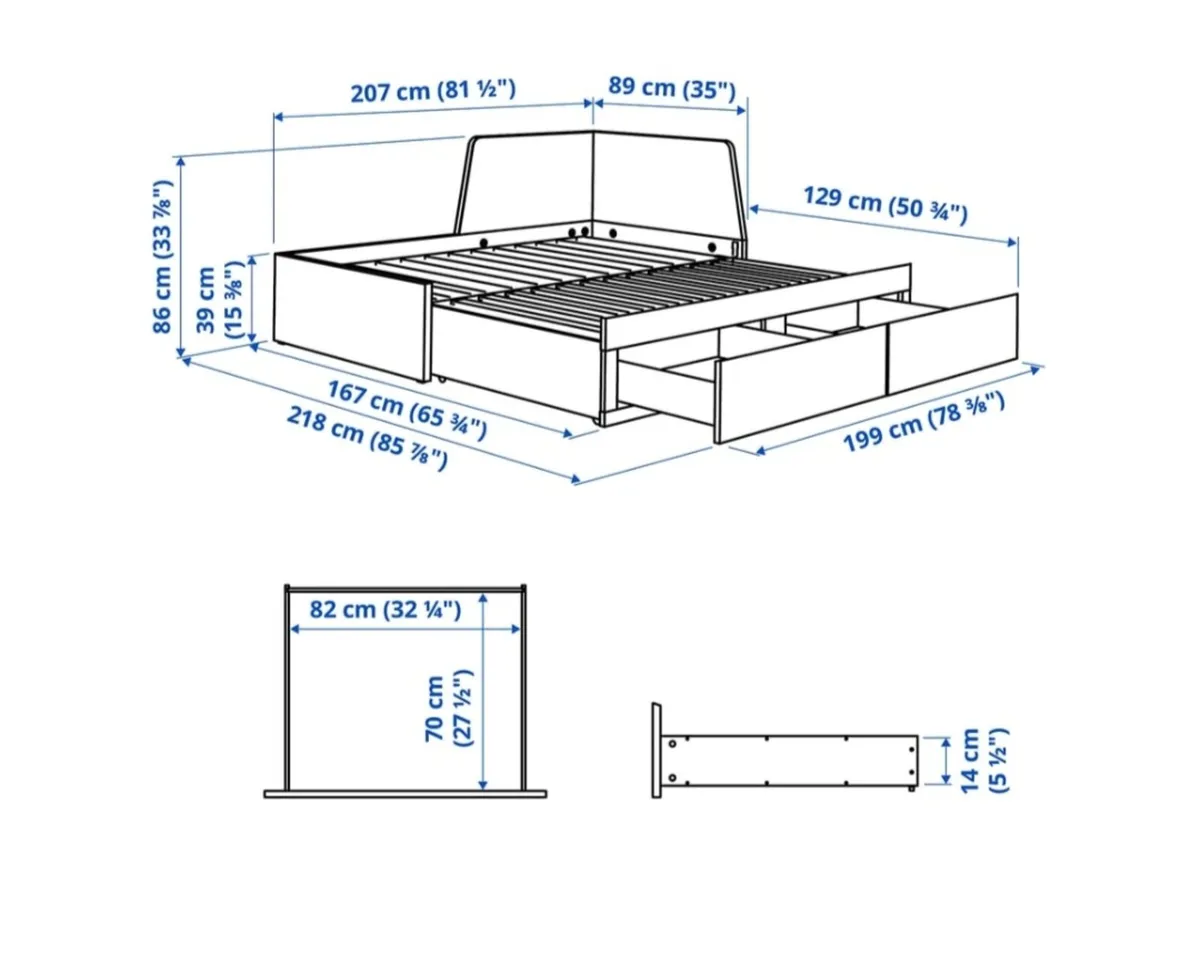 Day Bed with 2x drawers (2x mattresses included) - Image 3