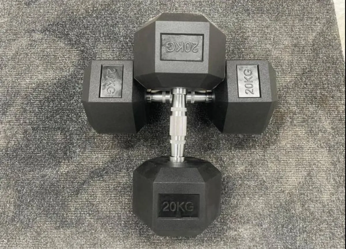 Hex Rubber Dumbbells - Image 4