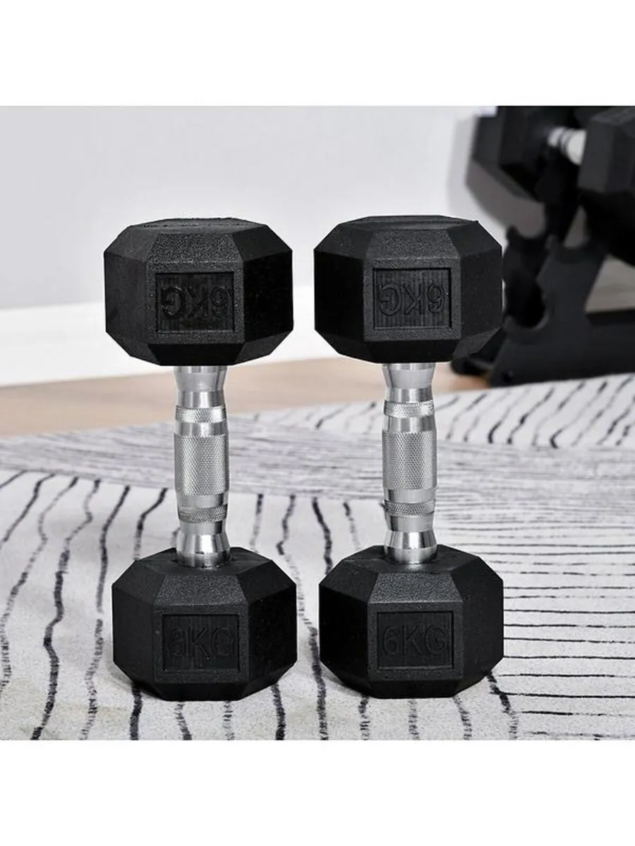 Hex Rubber Dumbbells 2.5kg - 40kg - Image 1