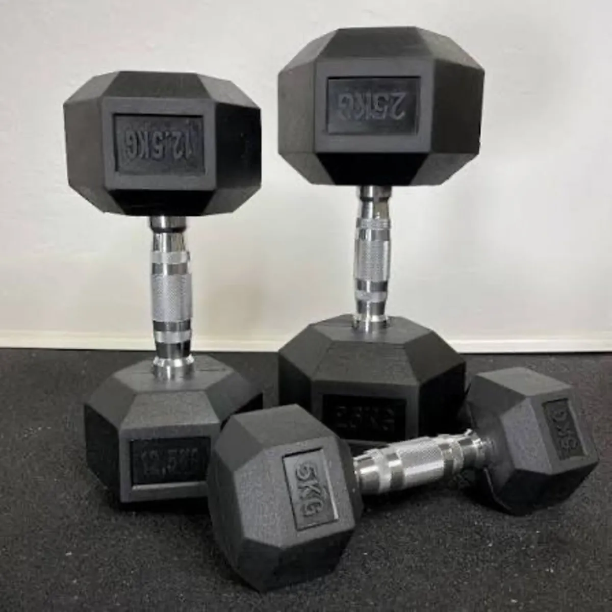 Hex Rubber Dumbbells 2.5kg - 40kg - Image 3