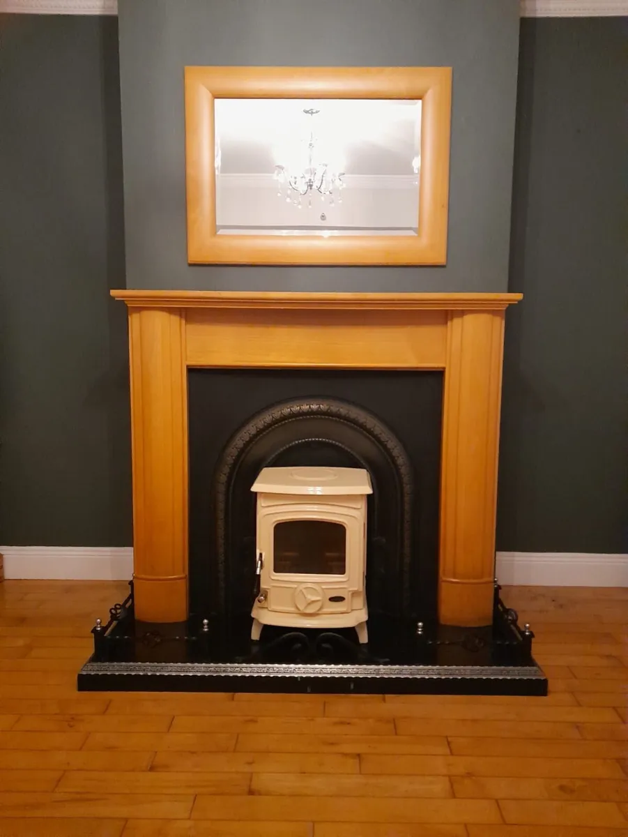 Solid maple fire surround and mirror