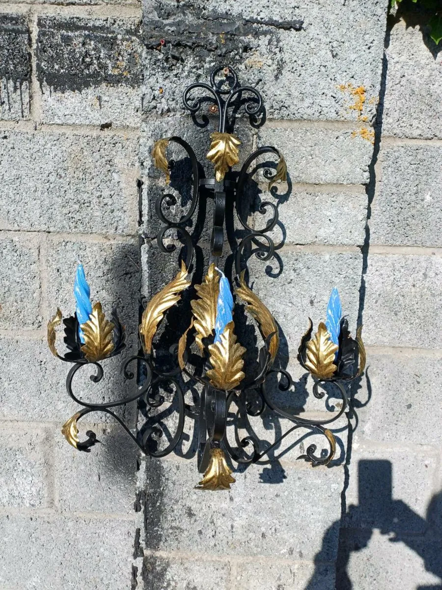 1970s Wrought Iron Candle Holder - Image 1