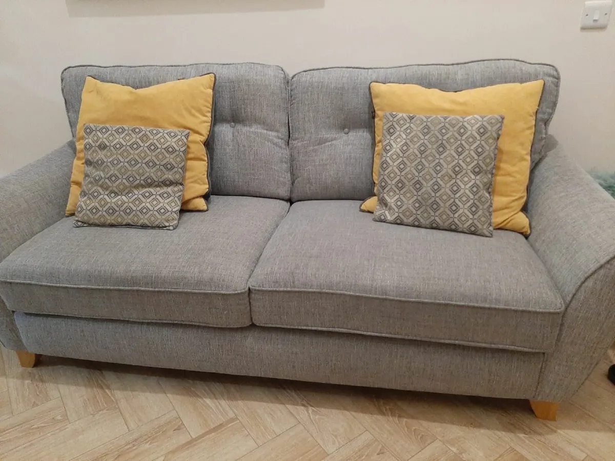 EZ Living  3 Seater Grey Fabric Sofa  - Image 1