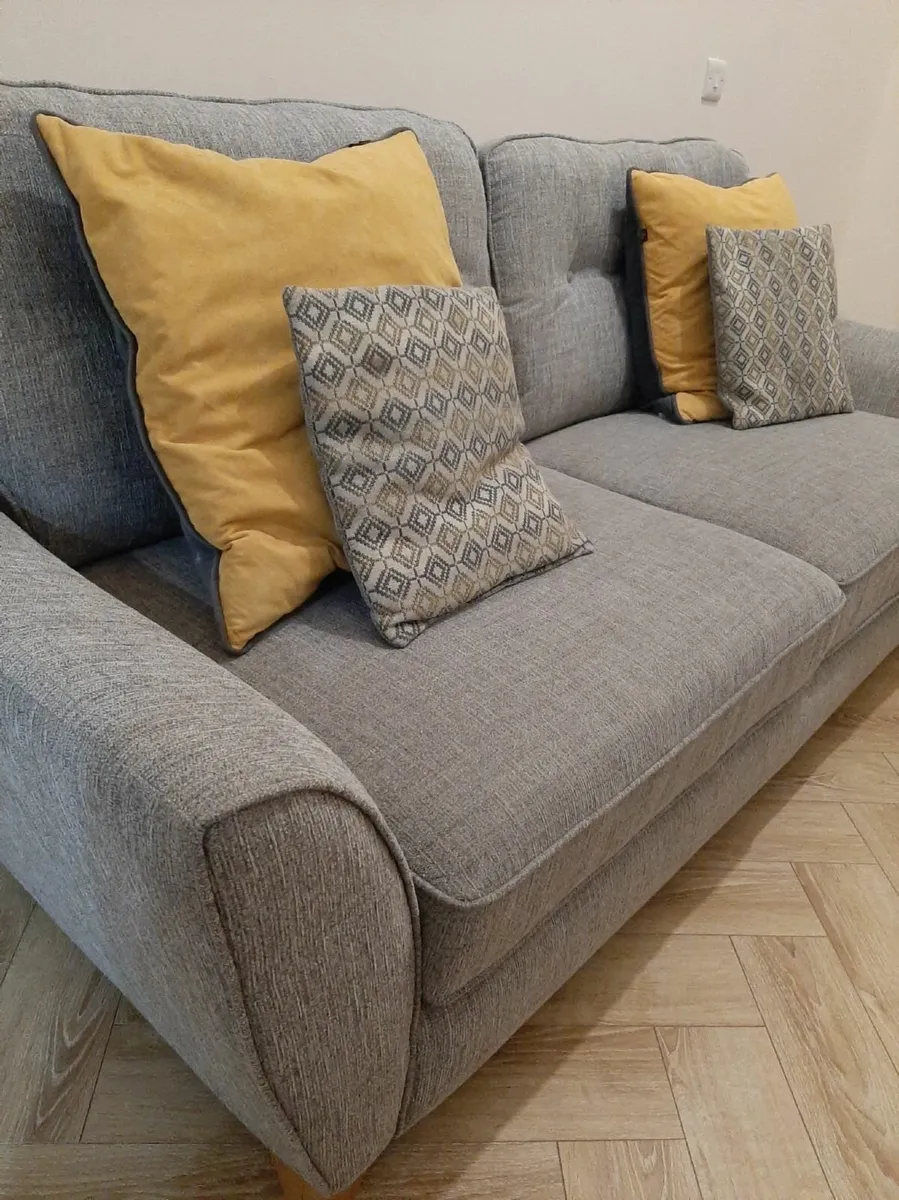EZ Living  3 Seater Grey Fabric Sofa  - Image 3