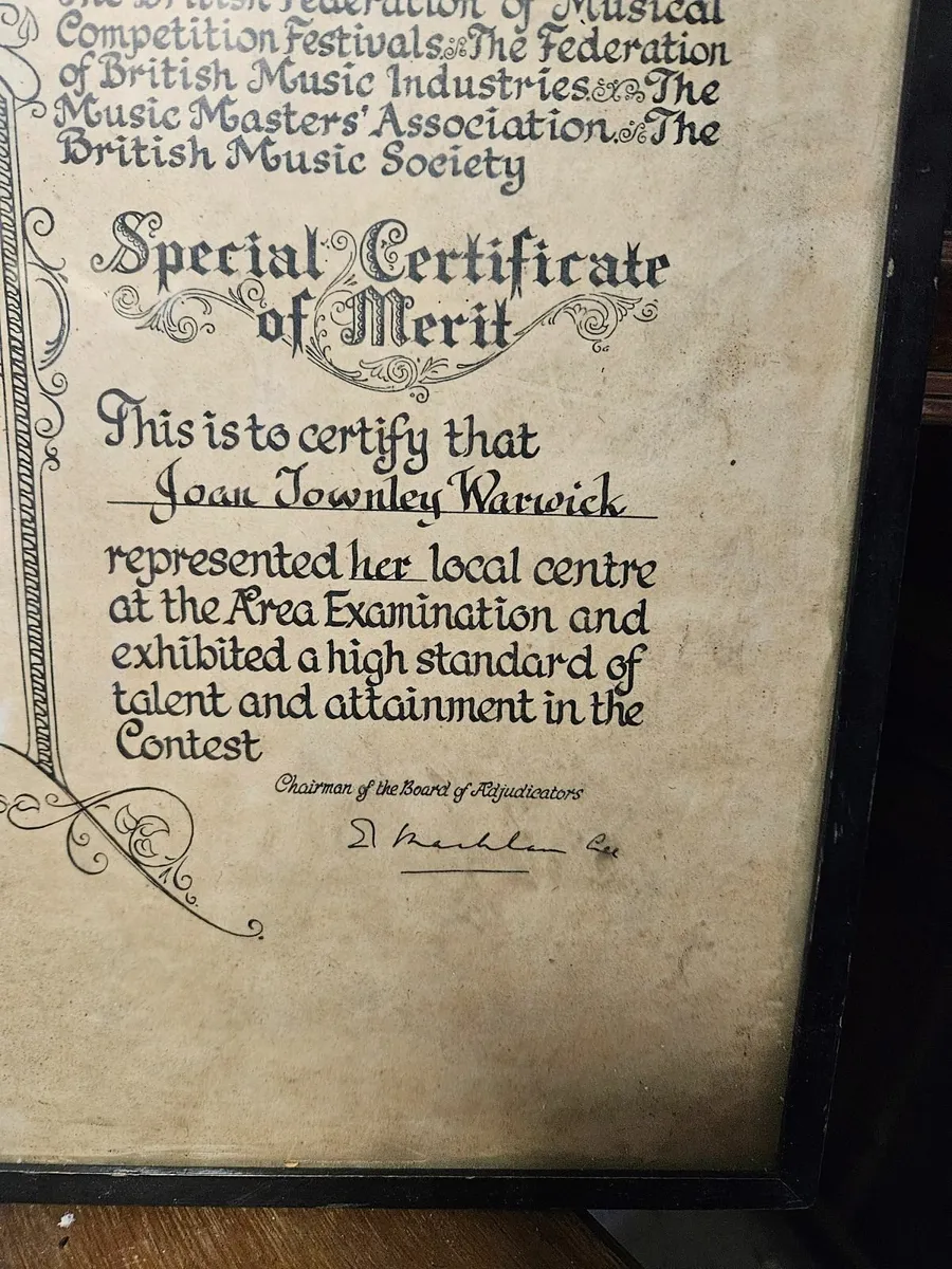 Vintage National Piano Playing Contest Certificate - Image 2