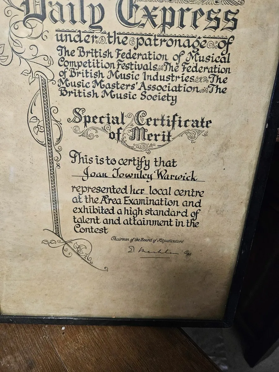 Vintage National Piano Playing Contest Certificate - Image 4