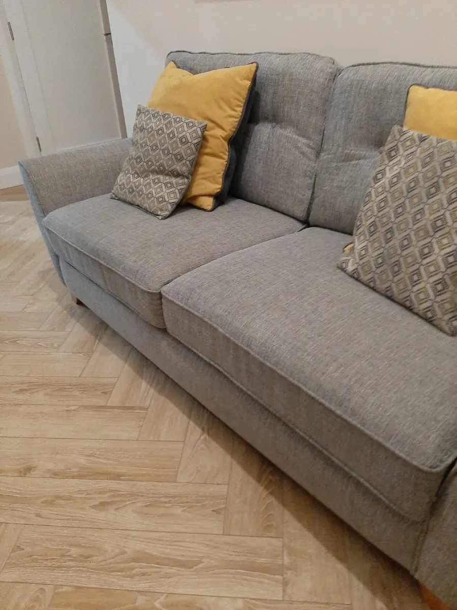 EZ Living  3 Seater Grey Fabric Sofa  - Image 4
