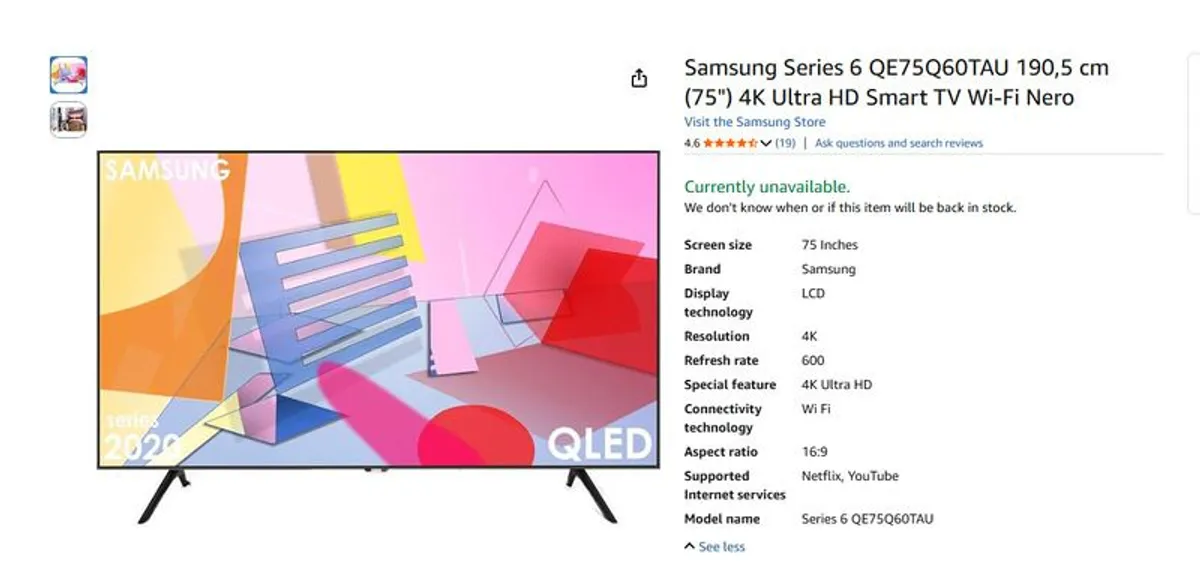 Samsung 75inch QLED Q60D 4K Smart TV - Image 4