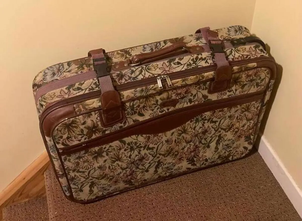 Large Vintage Floral Tapestry Suitcase - Image 1