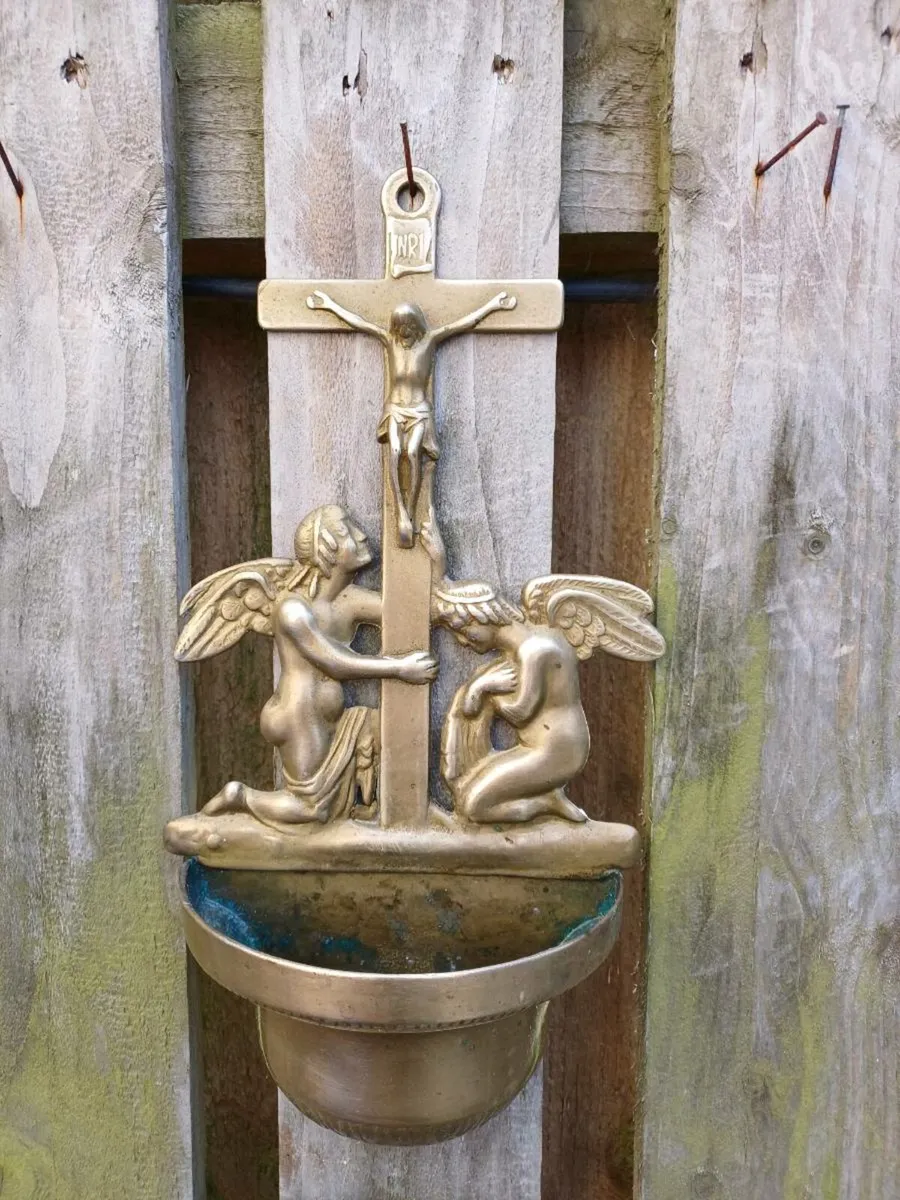 1940/50s French Brass Holy Water Font - Image 2