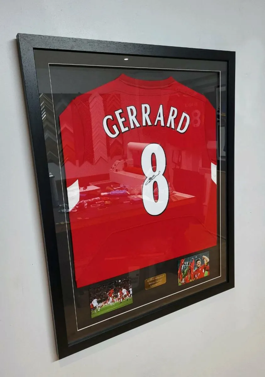 Steven Gerrard No.8 Signed Framed Liverpool Shirt - Image 2