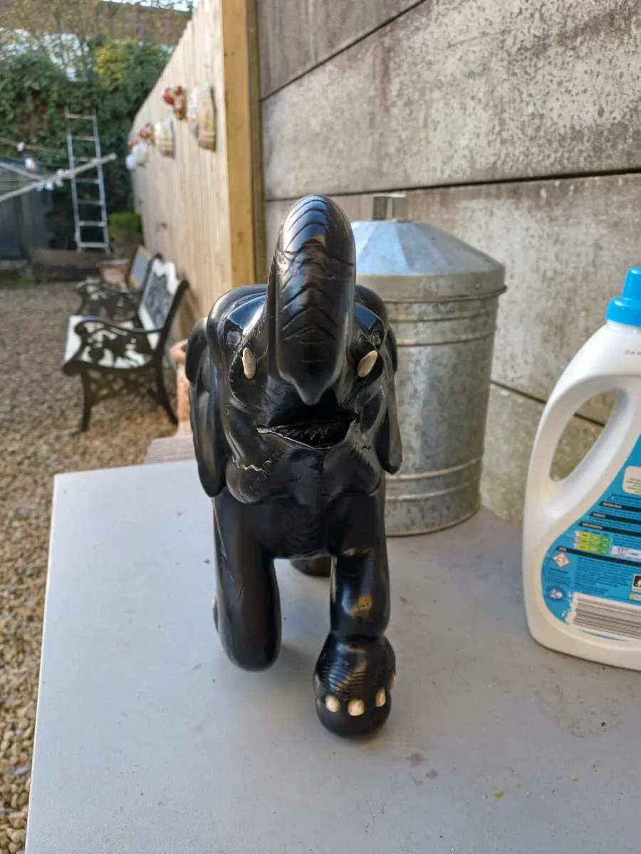 1940/50s Ebony Handcarved Elephant - Image 2