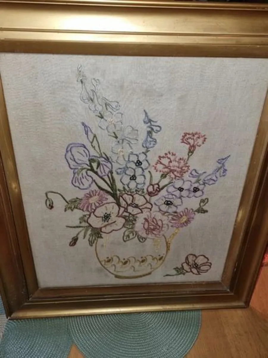 Vintage Framed Embroidery - Image 3