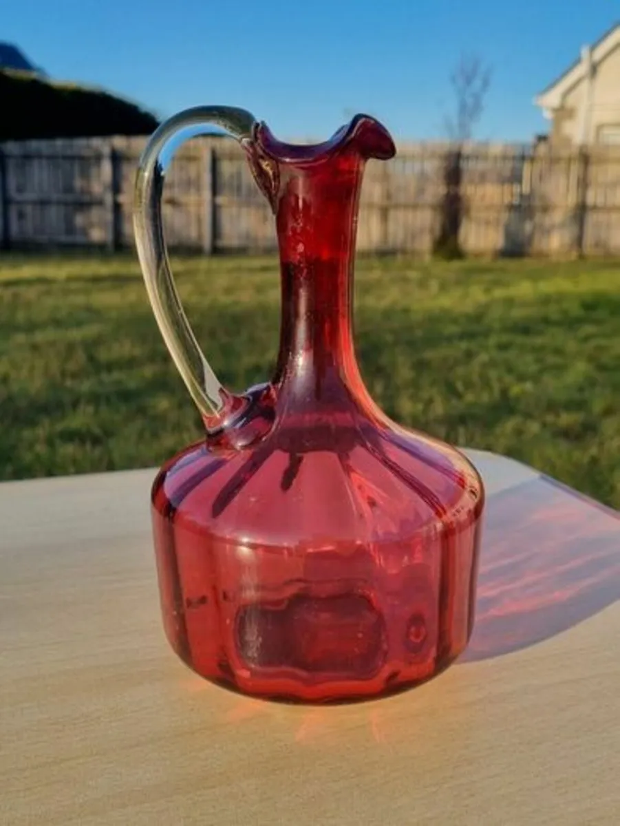 Vintage Ruby Glass Jug - Image 1