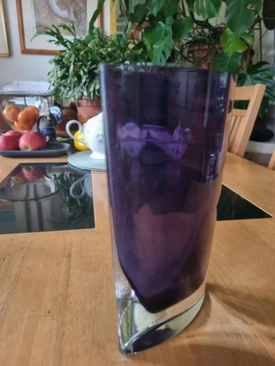 Flat vase Polish art glass - Krosno - Image 3