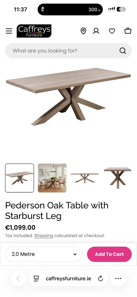 Large Solid Oak Dining Table 200cm, Like New - Image 2