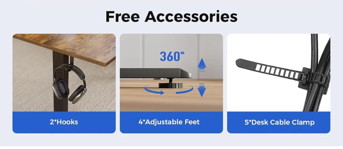 Electric Standing Desk, 140 x 60 cm Height Adjusta - Image 2