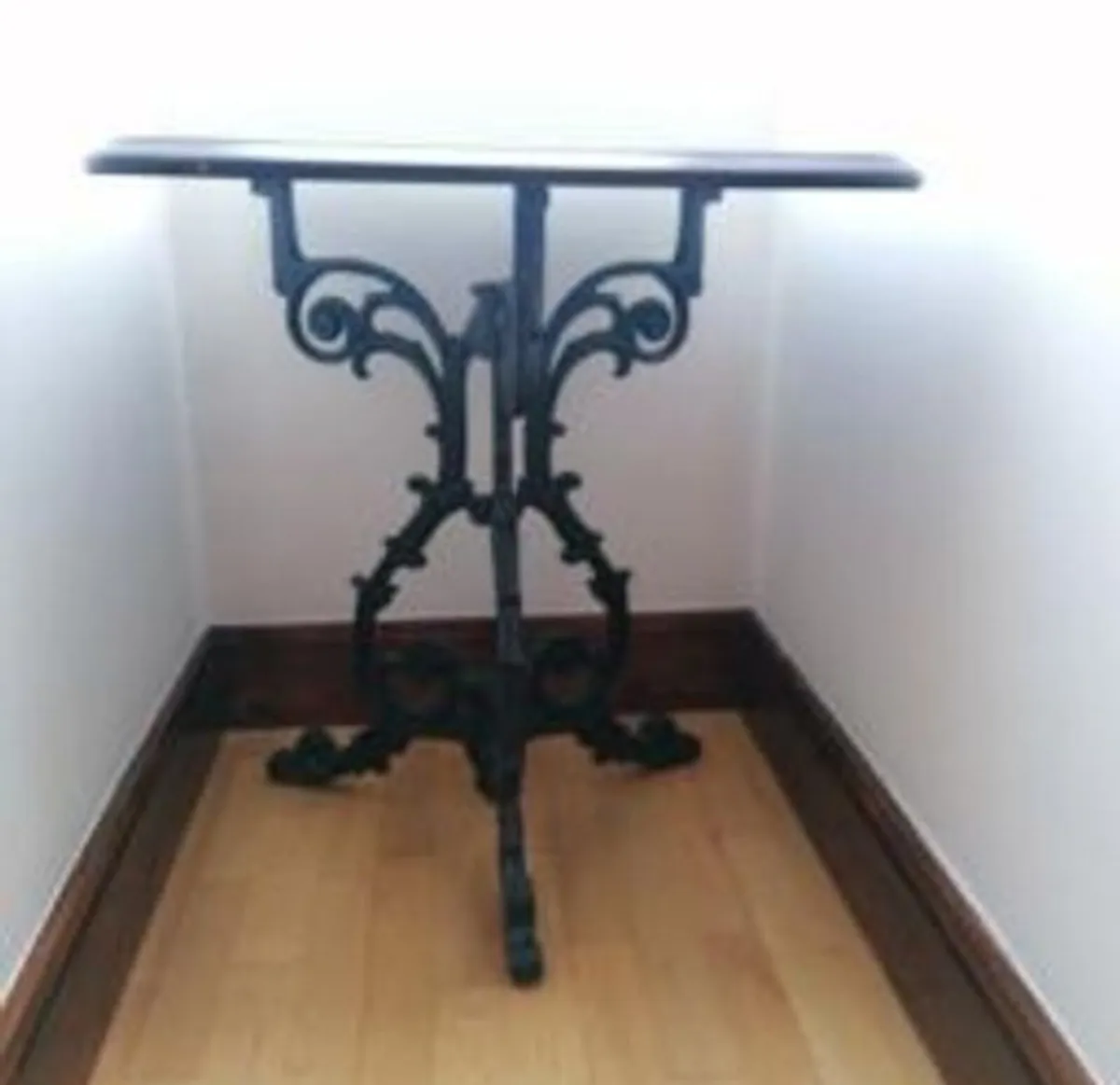Wooden Table with Cast Iron Base - Image 1
