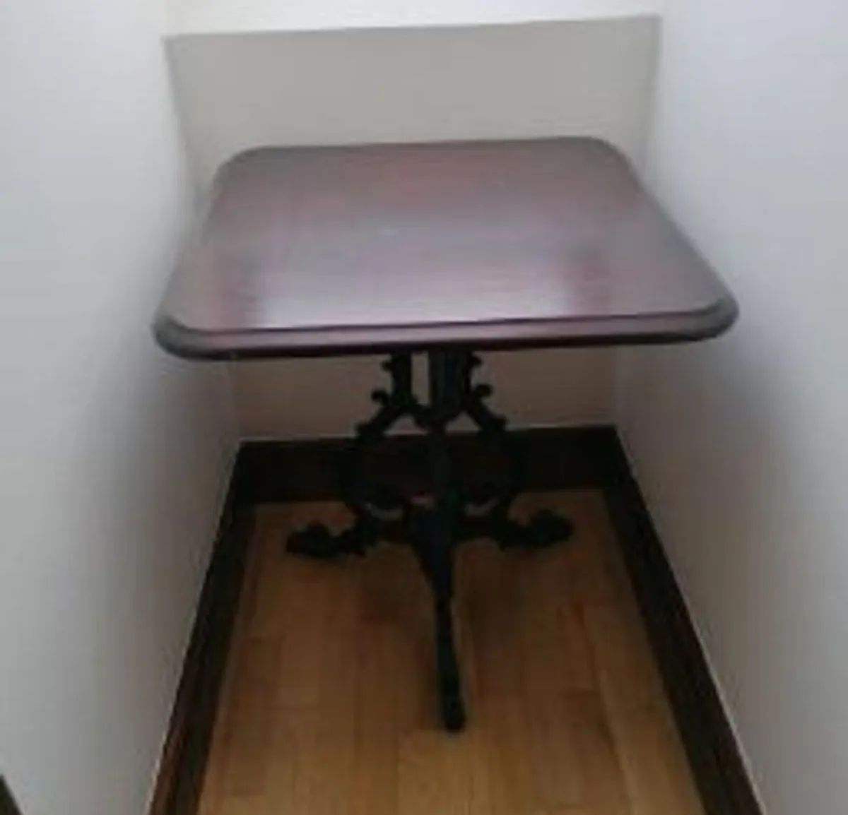 Wooden Table with Cast Iron Base - Image 2