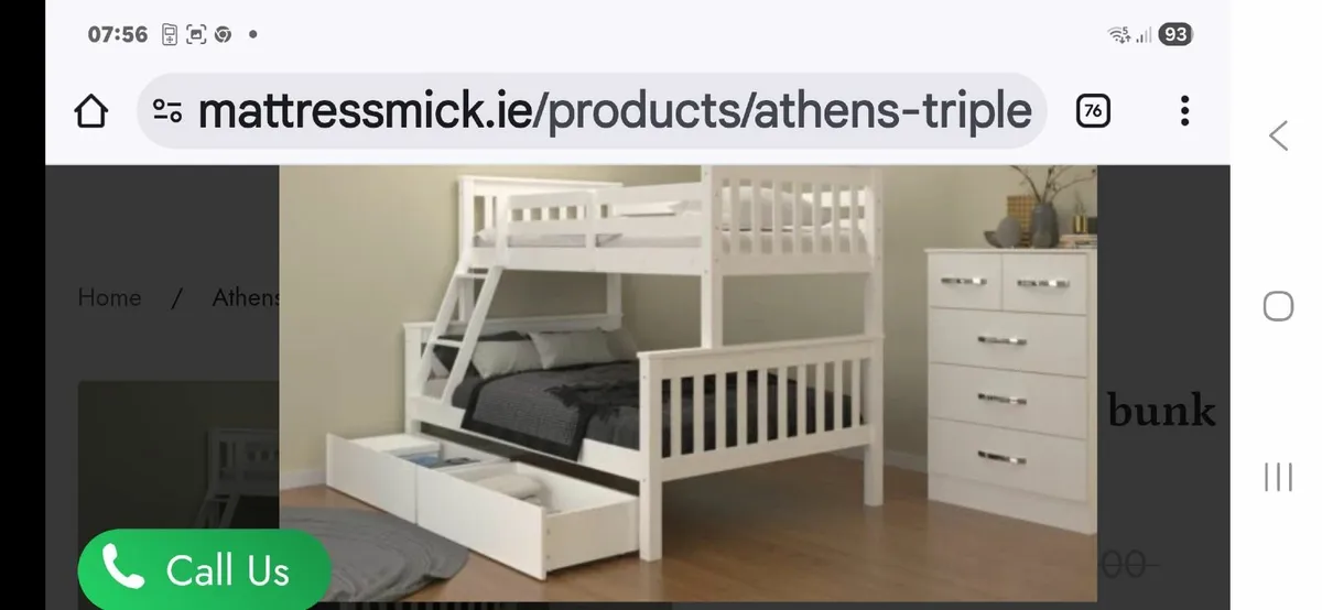 Triple Bunk Bed White - Image 1